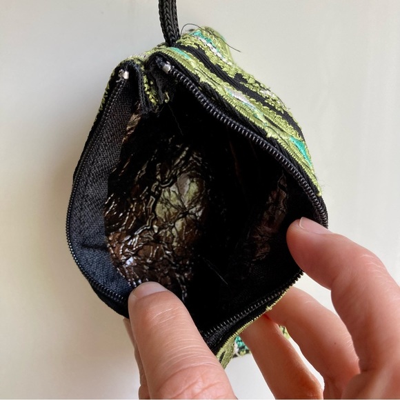 2 boho embroidered ethnic Asian zippered pouches mini bags coin purse wallet NEW - Picture 5 of 5